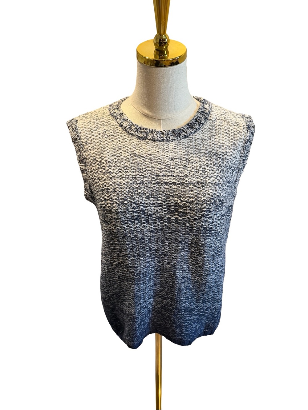 TEHAMA Blue and White Ombre Sleeveless Knit vest